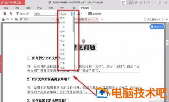 金山pdf怎样调字体大小 金山文档怎样调整字体大小 软件办公 第6张