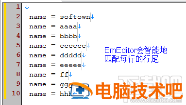 EmEditor垂直选择模式同步修改多行文本教程 软件办公 第5张