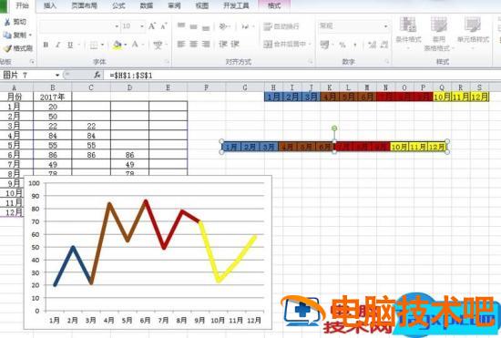 excel中如何制作不同颜色显示的折线图 软件办公 第7张