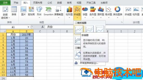 excel中如何制作不同颜色显示的折线图 软件办公 第3张