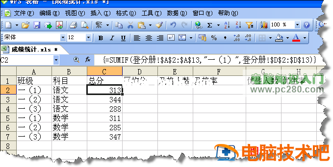 SUMIF、COUNTIF、SUMPRODUCT函数在成绩统计中应用 软件办公 第3张