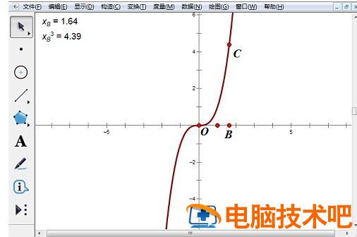 几何画板使用绘制点方法绘制函数y=x^3图像的图文教程 几何画板通过点画出函数图像 软件办公 第4张